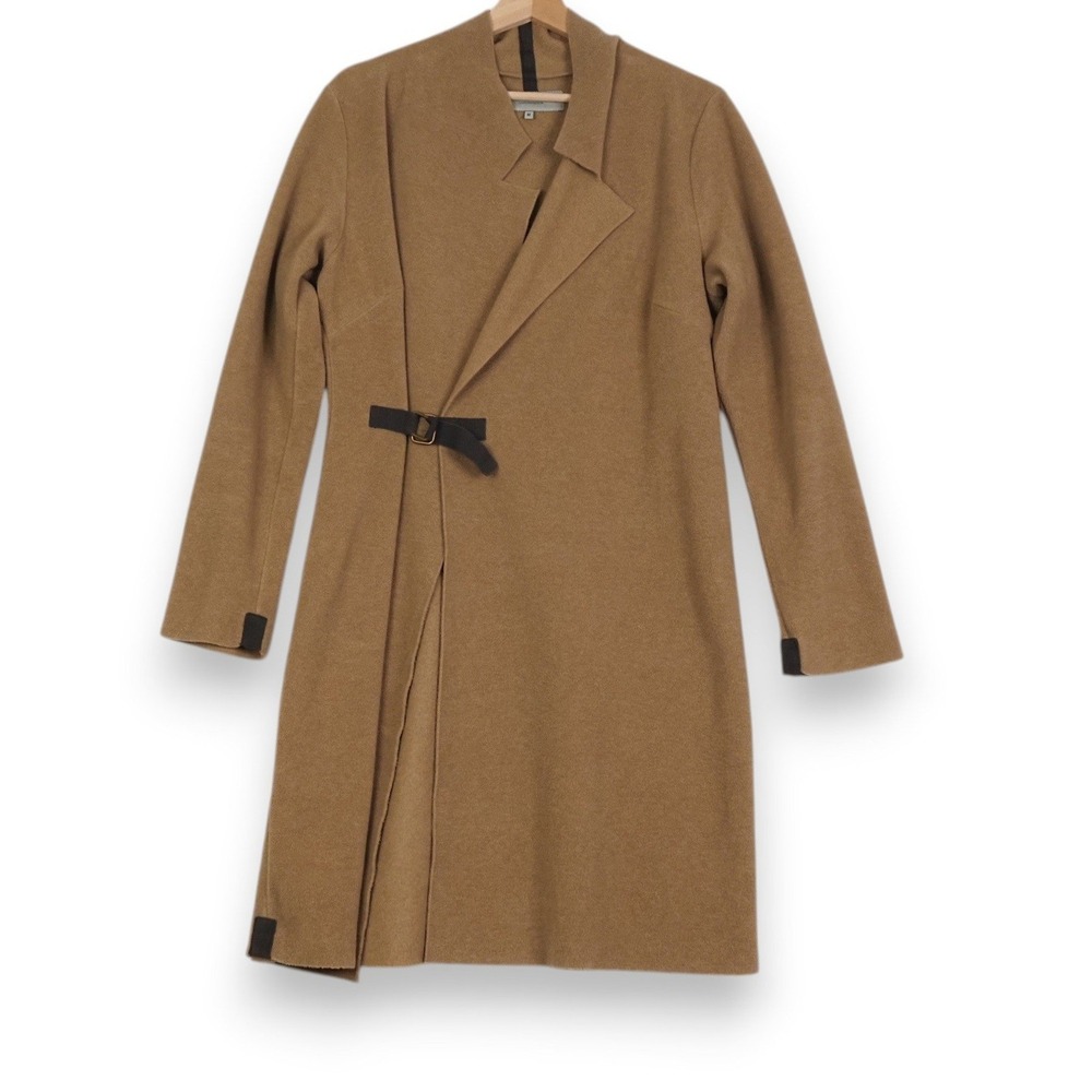 Henriette Steffensen Womens Wrap Coat M Camel Minimalist Denmark Asymmetric